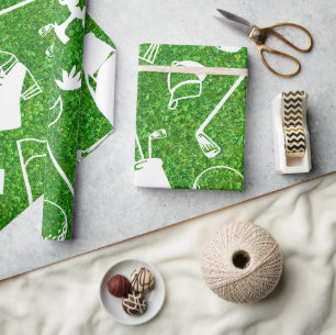 Papier Cadeau Équipement de golf sur fond d'herbe verte