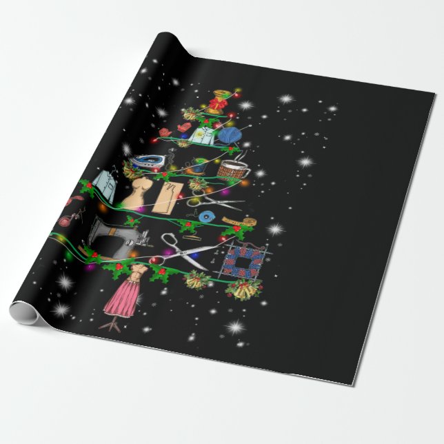 Papier Cadeau Équipements Crochet Foyers de Noël Lumières couver (Déroulé)