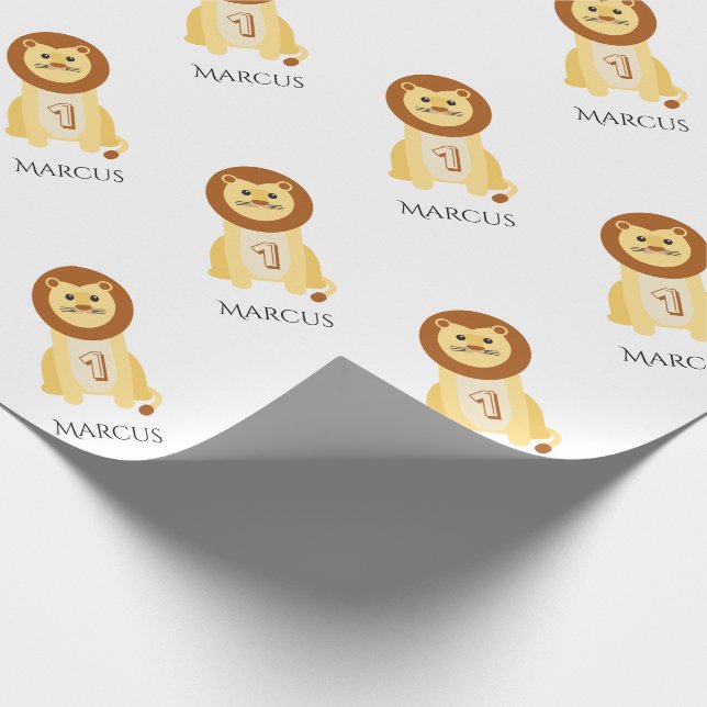 Papier Cadeau Ęr lion personnalisé d'animal de bébé (Coin)