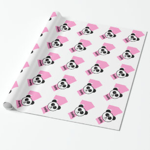 Papier Cadeau ęr PANDA d'anniversaire un nom fait sur commande