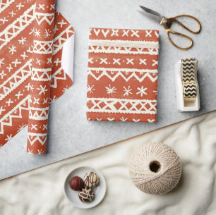 Papier Cadeau erracotta Motif tribal Noël de Noël