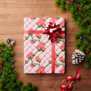 Papier Cadeau Escalade rose Rose Chaîne Lien Clôture sans fil