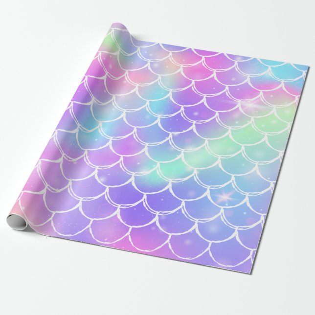 Papier Cadeau Éscaliers de sirènes arc-en-ciel pétillants (Déroulé)