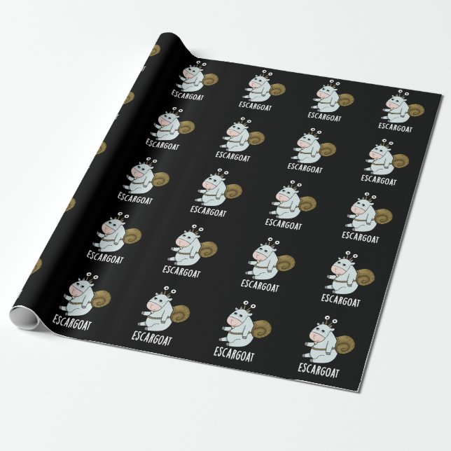 Papier Cadeau Escar-chèvre Funny French Snail Pun Dark BG (Déroulé)