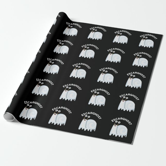 Papier Cadeau Escarghost Amusant Français Ghost Snail Pun Dark B (Déroulé)