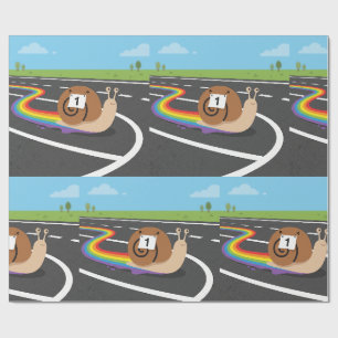 Papier Cadeau Escargot Coureur de Marathon Trail Arc-en-Ciel Mig
