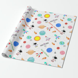 Papier Cadeau Espace personnalisé blanc