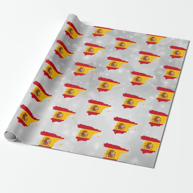 Papier Cadeau Espagne Espagnol Carte Drapeau Papier d'enveloppem (Déroulé)