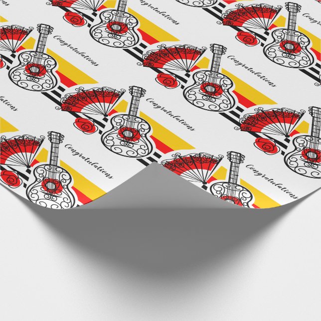 Papier Cadeau Espagne Souvenirs Classic Stripe Félicitations (Coin)