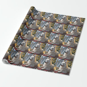 Papier Cadeau Esquimau américain avec lumières de Noël de vacanc