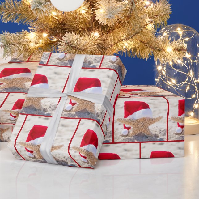 Papier Cadeau Éstarfish de Noël dans le sable (Vacances)