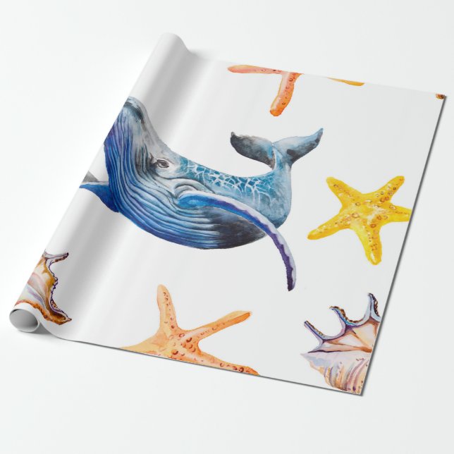 Papier Cadeau Estarfish des Caraïbes motifs sans joint (Déroulé)