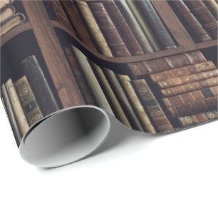 Papier Cadeau Étagère vintage de bibliothèque académique sombre