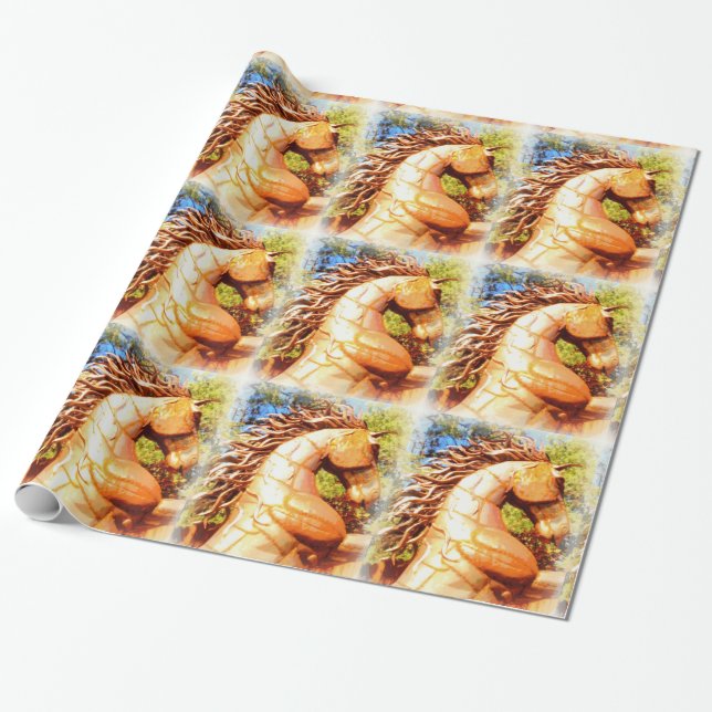 Papier Cadeau étalon de mustang (Déroulé)