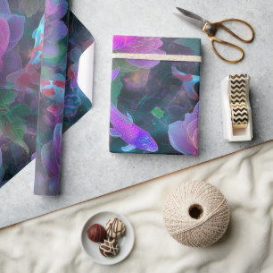 Papier Cadeau Étang cybernétique de rêve de lotus et de carpes k