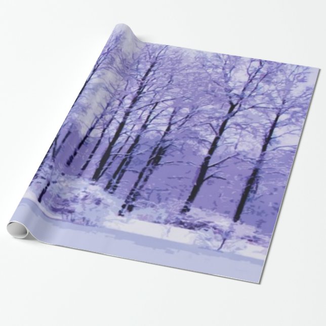 Papier Cadeau Étang pourpre et bleu d'hiver (Déroulé)
