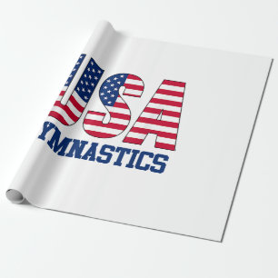 Papier Cadeau Etats-Unis avec drapeau américain Gymnastique Spor