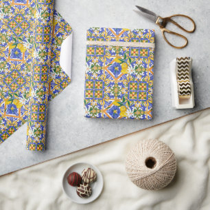 Papier Cadeau été, agrumes, sicilienne, style méditerranéen, cit