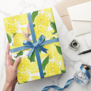 Papier Cadeau Été Fruit d'agrumes de citron jaune frais
