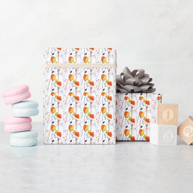 Papier Cadeau Été tropical | Belles fleurs jaunes Design (Baby Shower)