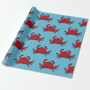 Papier Cadeau Été tropical de la mer du Crabe rouge