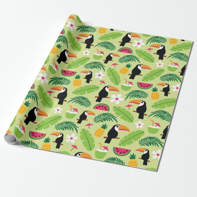 Papier Cadeau Été tropical du Toucan (Déroulé)