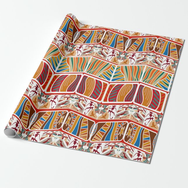 Papier Cadeau Ethnie des Motifs tribaux africains (Déroulé)