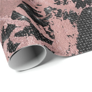 Papier Cadeau Étincelle de marbre d'or Rose Abstrait Urbain Noir