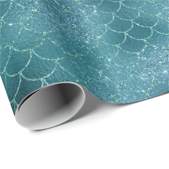 Papier Cadeau Étincelle turquoise de sirène (Coin rond)