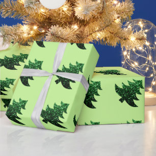 Papier Cadeau Étincelle verte du sapin de Noël vert brillant Ver