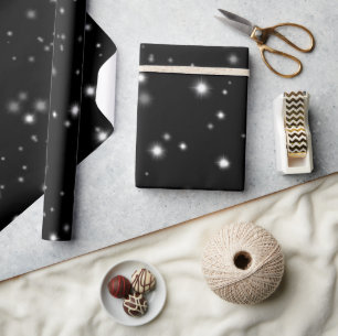Papier Cadeau Étincelles de lumière noir et blanc