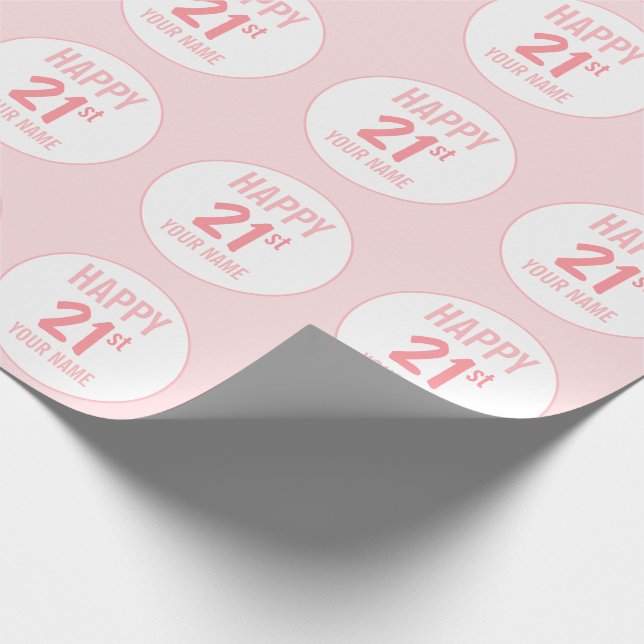 Papier Cadeau Étiquette de bouteille d'eau rose vingt et unième  (Coin)