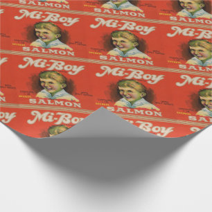 Papier Cadeau Étiquette de canette de saumon rose Mi-Boy des ann