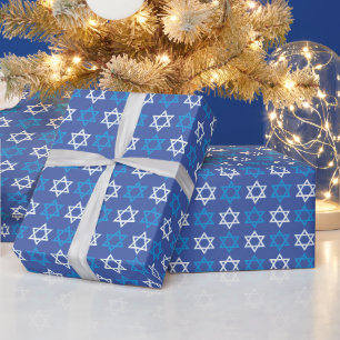 Papier Cadeau Étoile bleue et blanche de David Papier d'envelopp