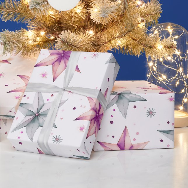 Papier Cadeau Étoile de Noël Ornements de Noël moderne (Vacances)