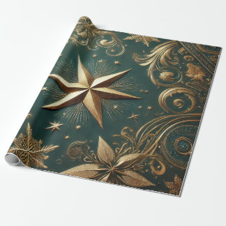 Papier Cadeau étoile dorée de Noël