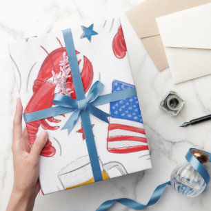 Papier Cadeau Étoile du drapeau de la bière de homard