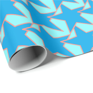 Papier Cadeau Étoile géométrique moderne - corail et beige