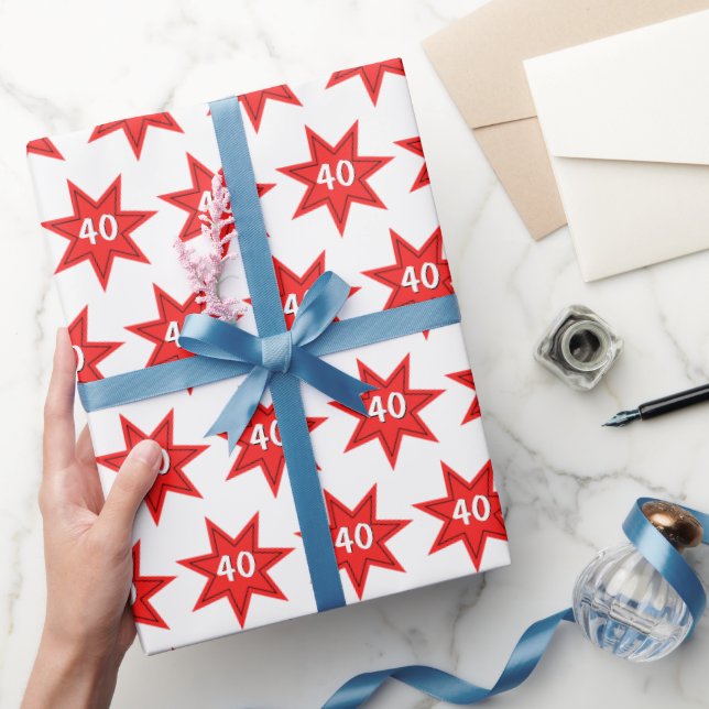 Papier Cadeau Étoile rouge du 40e anniversaire (Cadeaux)