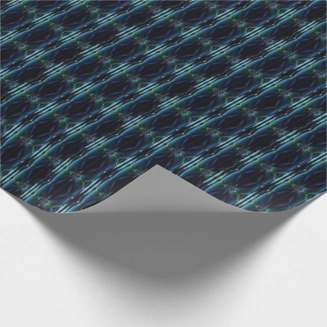 Papier Cadeau Etoiles arc-en-ciel bleu vert, Motif Artdeco (Coin)