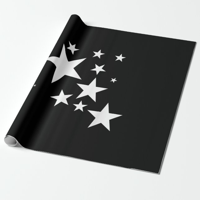 Papier Cadeau Étoiles Blanches Star-Motif-Design Costume cadeau (Déroulé)