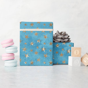 Papier Cadeau étoiles bleu turquoise