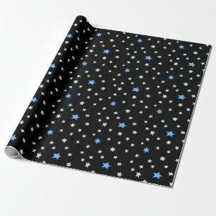 Papier Cadeau Étoiles bleues et blanches sur papier d'enveloppem