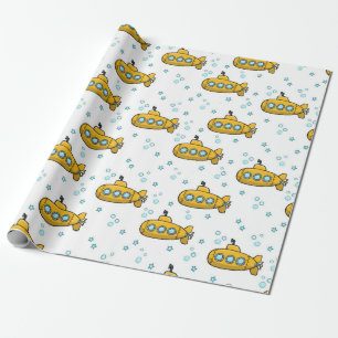 Papier Cadeau Etoiles bleues sous-marines jaunes