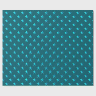 Papier Cadeau Étoiles bleues Turquoises profondes