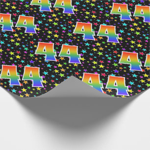 Papier Cadeau Étoiles colorées + Motif arc-en-ciel "44" N° d'évé