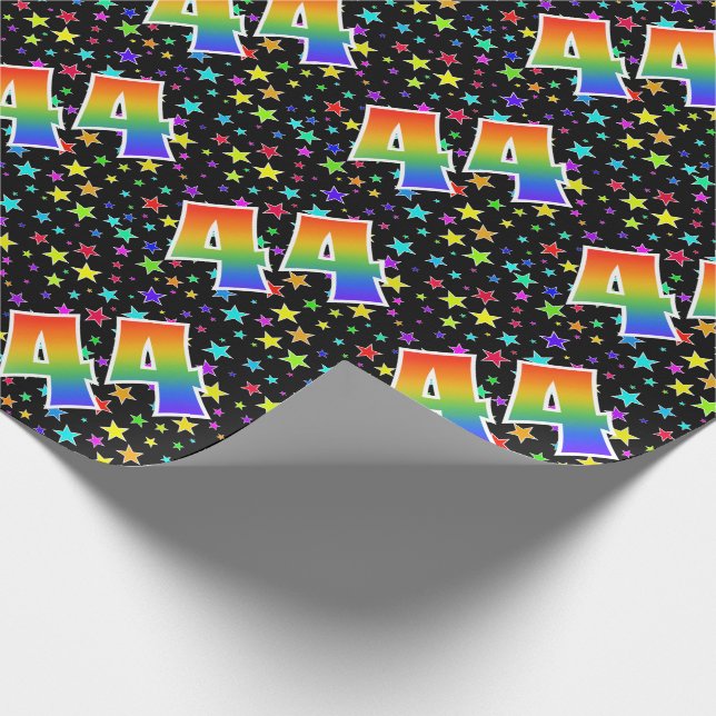 Papier Cadeau Étoiles colorées + Motif arc-en-ciel "44" N° d'évé (Coin)