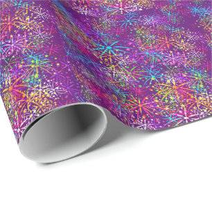 Papier Cadeau Étoiles de feux d'artifice d'arc-en-ciel de papier