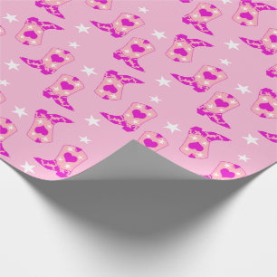 Papier Cadeau Étoiles de fille moderne rose fille Boots occident