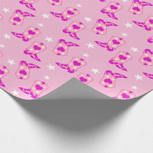 Papier Cadeau Étoiles de fille moderne rose fille Boots occident (Coin)